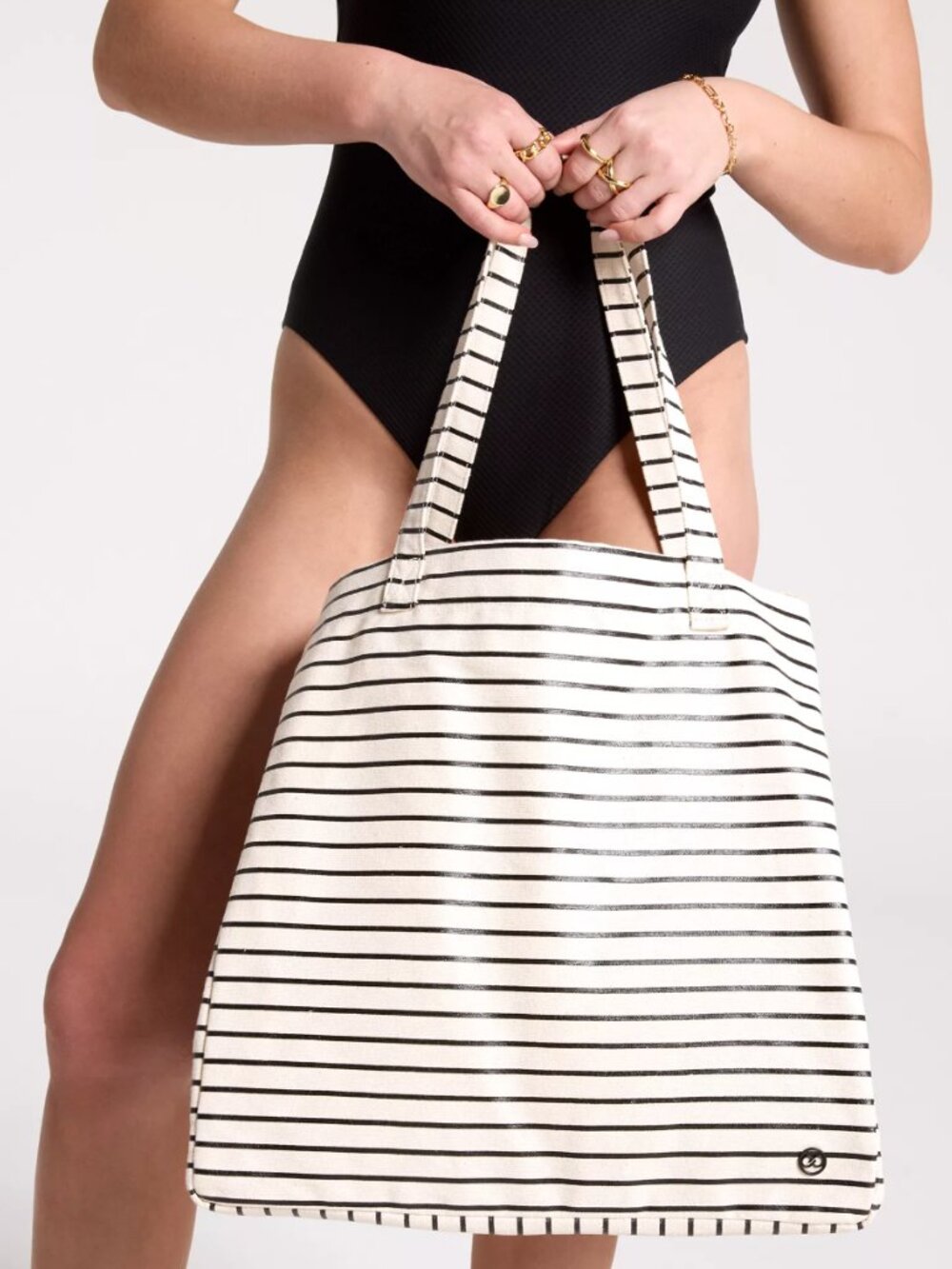 CALIA SWIM CANVAS TOTE COASTAL STRIPE BAG WOMEN'S WEEKENDER TRAVEL CARRYALL- NWT